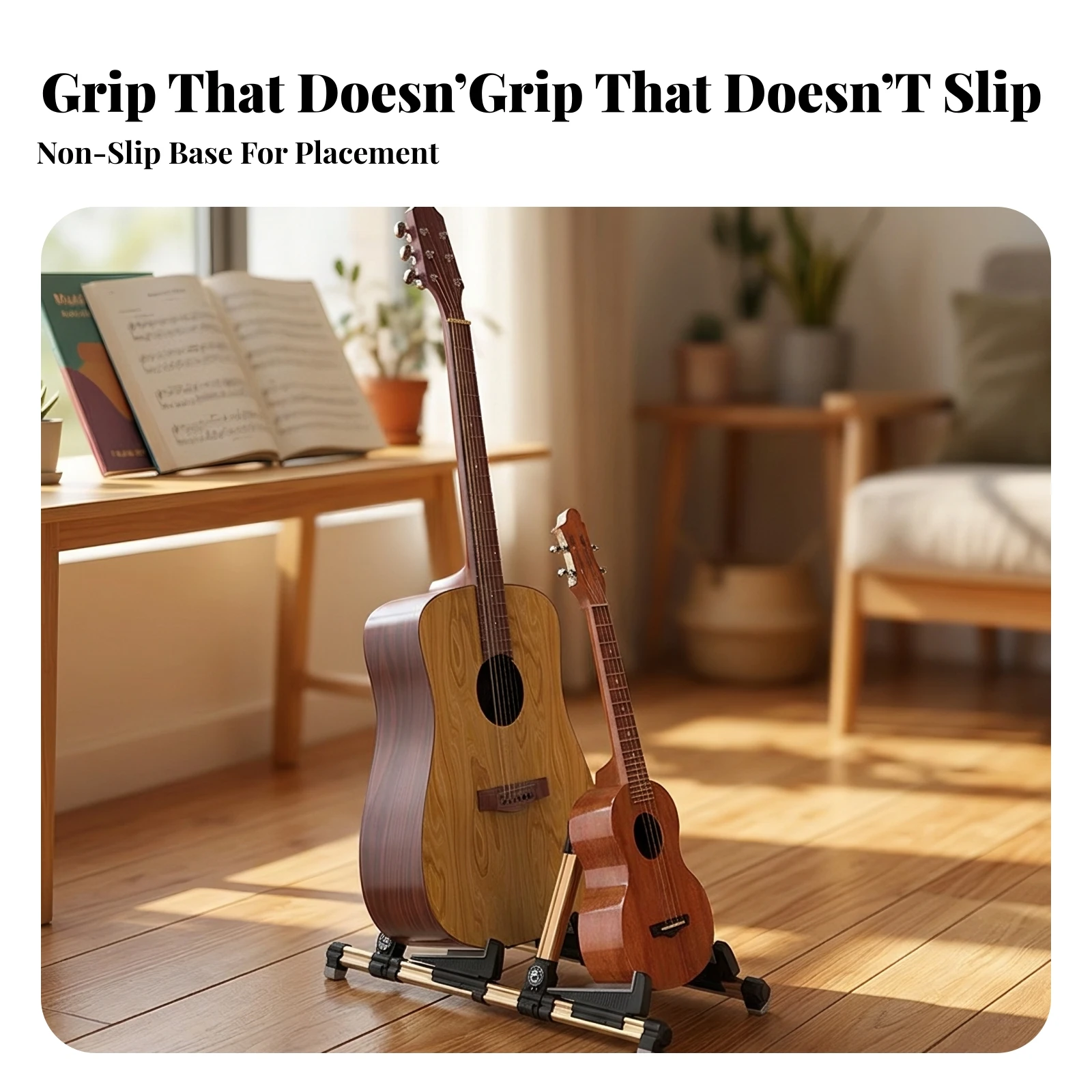Folding Guitar Stand Slim Foldable Instrument Stand Floor-Standing Instrument Holder Universal Cushioning for Guitarists