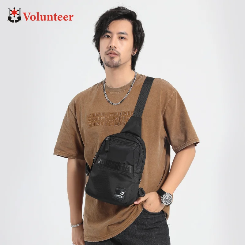 

Volunteer Chest Bag for Men 2023 New Solid Commuter Casual Lightweight Travel Oxford Cloth Waterproof Crossbody Bag 1807-05