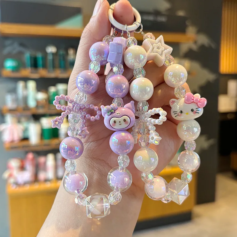 

Creative Sanrio Beaded Mobile Phone Chain Kawaii Hello Kitty Bag Pendant, Anime Keychain, Fashion Accessories, Girl Gifts