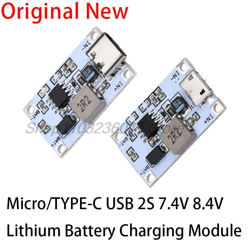 Type-C Micro USB 2S 7.4V 8.4V Lithium Battery Charging Module Usb Booster Charging Board 5V 2A To 8.4V Charging Two Batteries