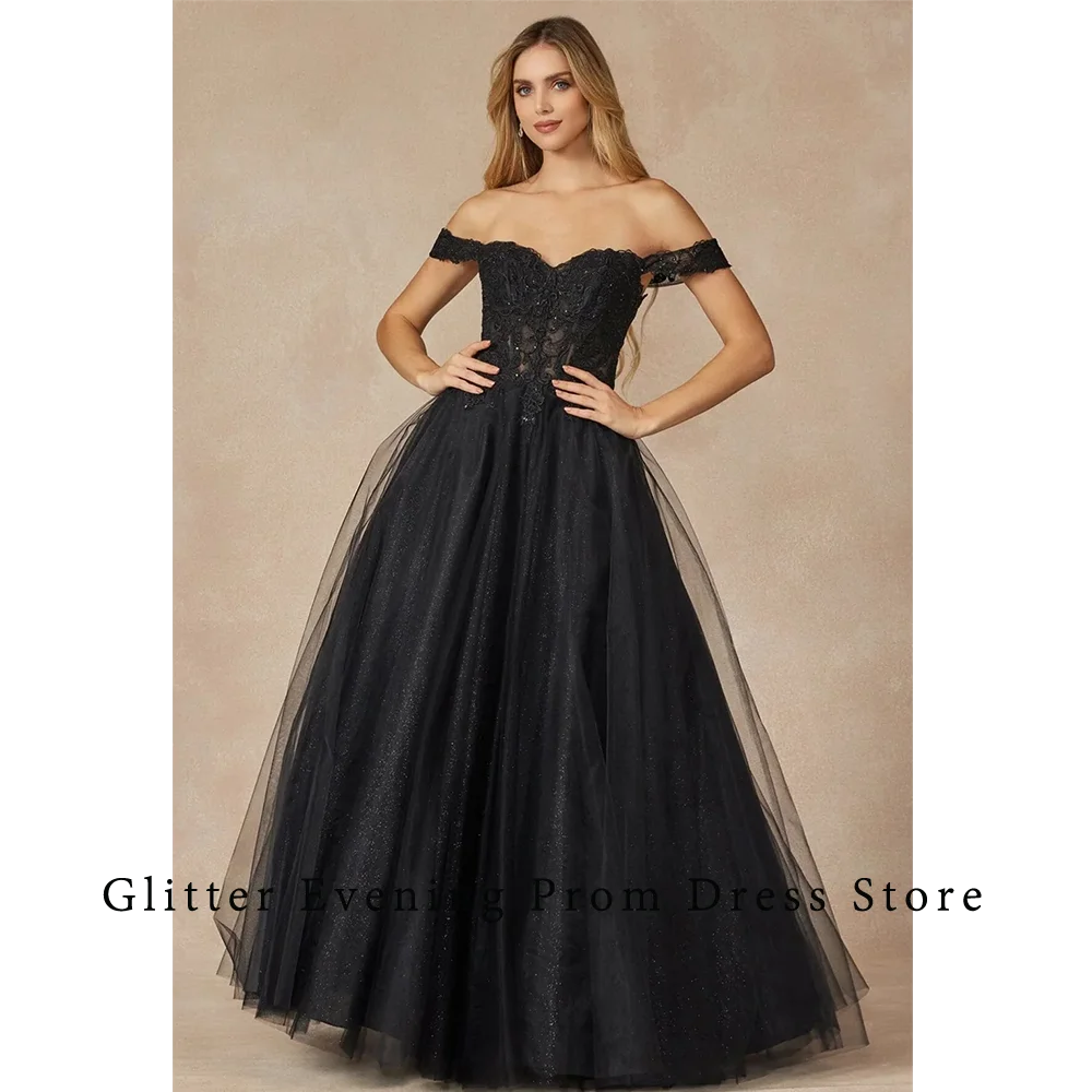 2024 Modern Sexy Prom Dresses For Women A-Line Appliques Off-Shoulder Backless Lace Up Custom Made Birthday Evening Party Grows