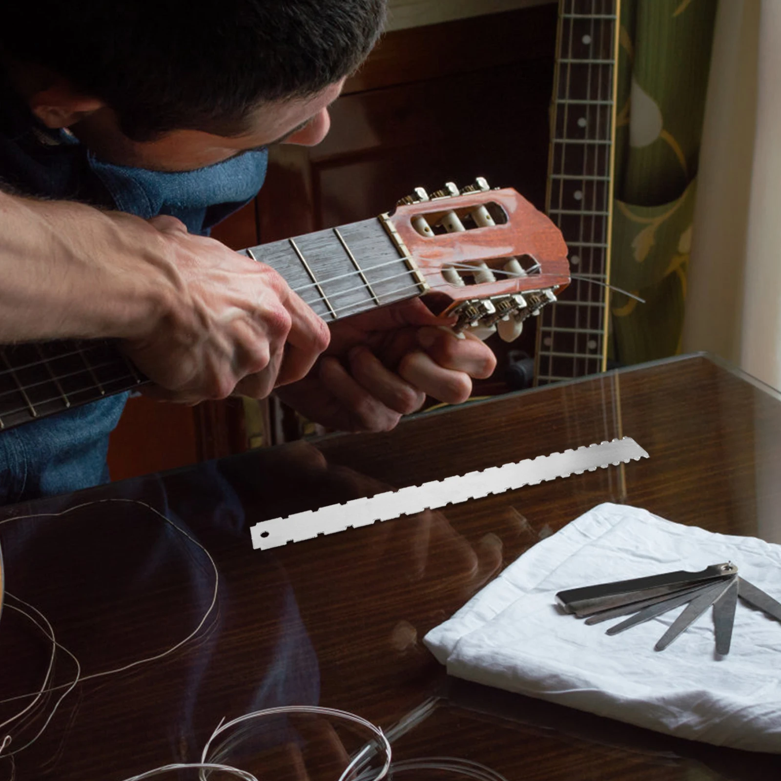 

Guitar String Gauge Luthier Setup Tools Measuring Instrument Silver Metal Plastic
