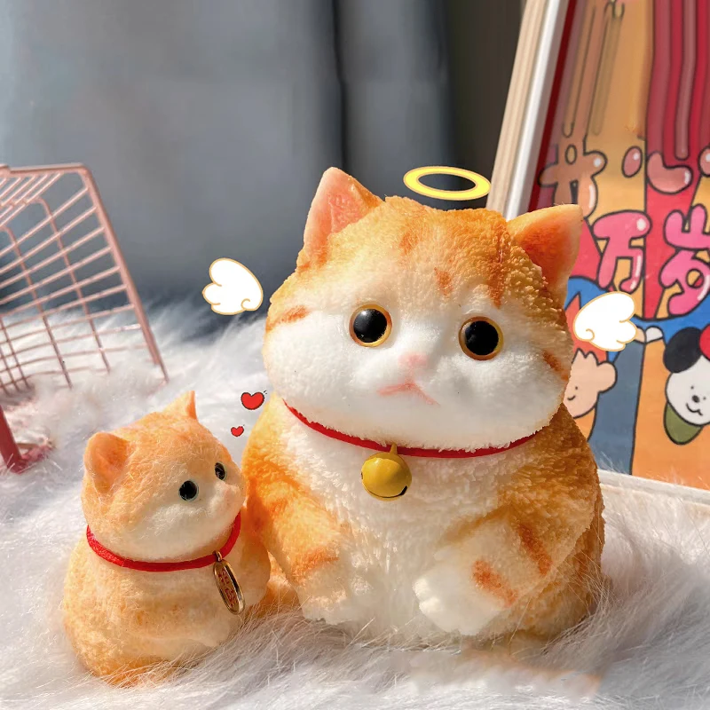 Creative Lucky Cat Cute Ginger Cat Slow Rebound Toy With Soft Clay For Squeezing Decompression Children's Gift Ornament Toy