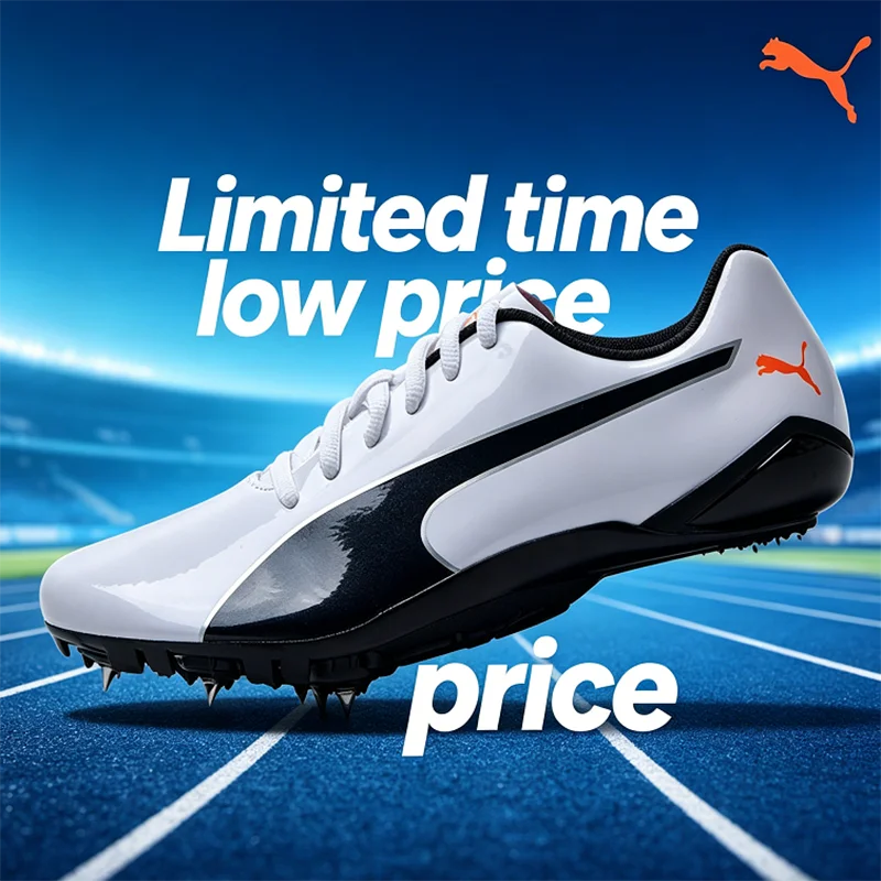 

Puma Track Spikes Shoes White Black Professional Sprinting Athletics Sneakers 194934-01