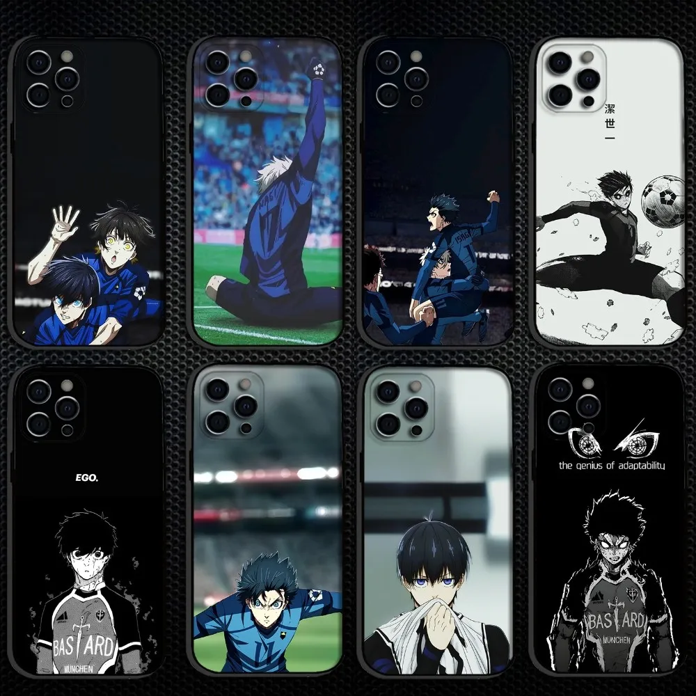 

anime blue lock Phone Case For iPhone 16,15,14,13,12,11 Plus,Pro Max, Soft Silicone Black Cover