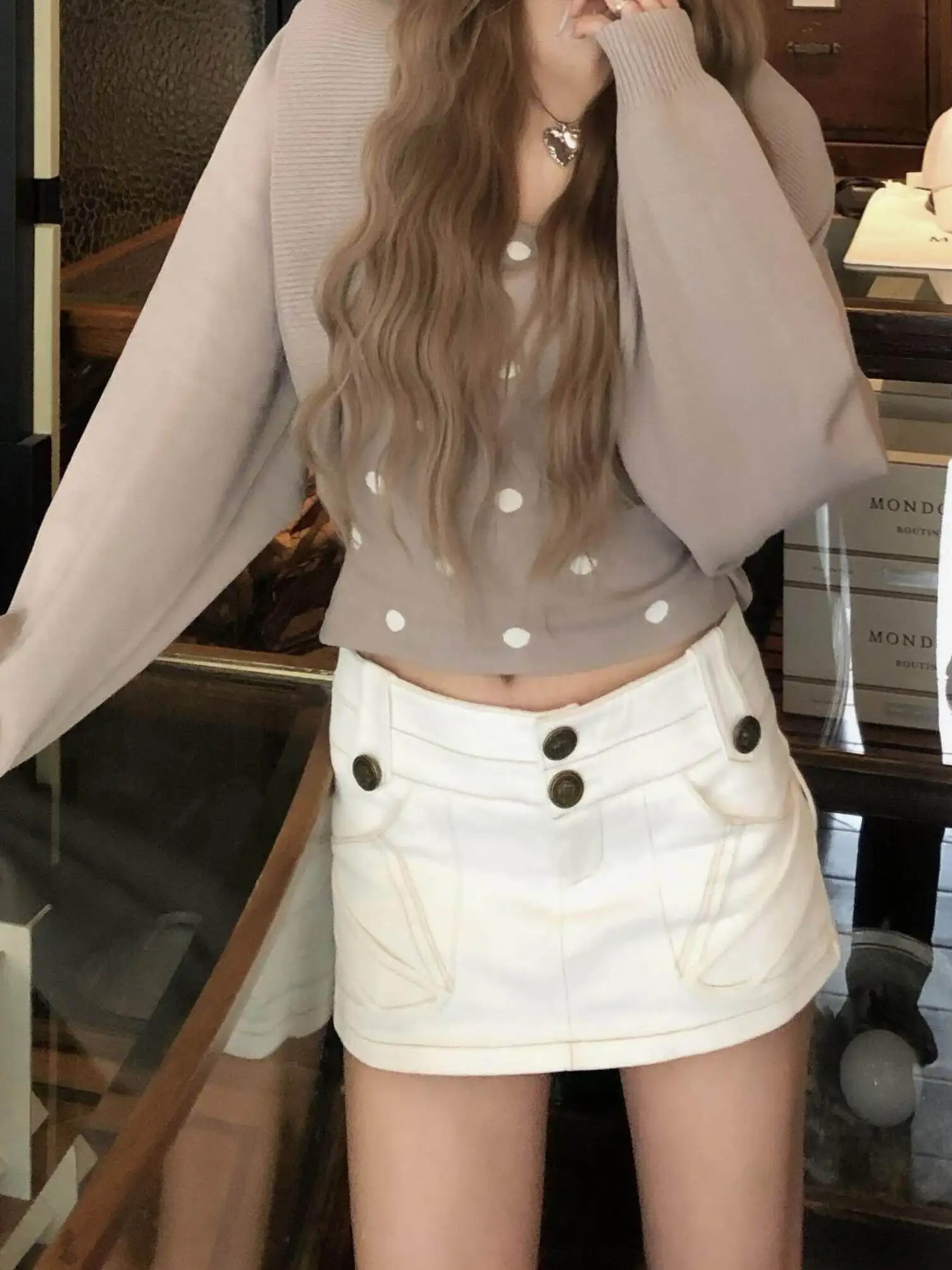 

Retro Spicy Girl White Denim Skirt Women's Summer New Slimming Versatile Anti-Light Design Sensation Butt Skirt