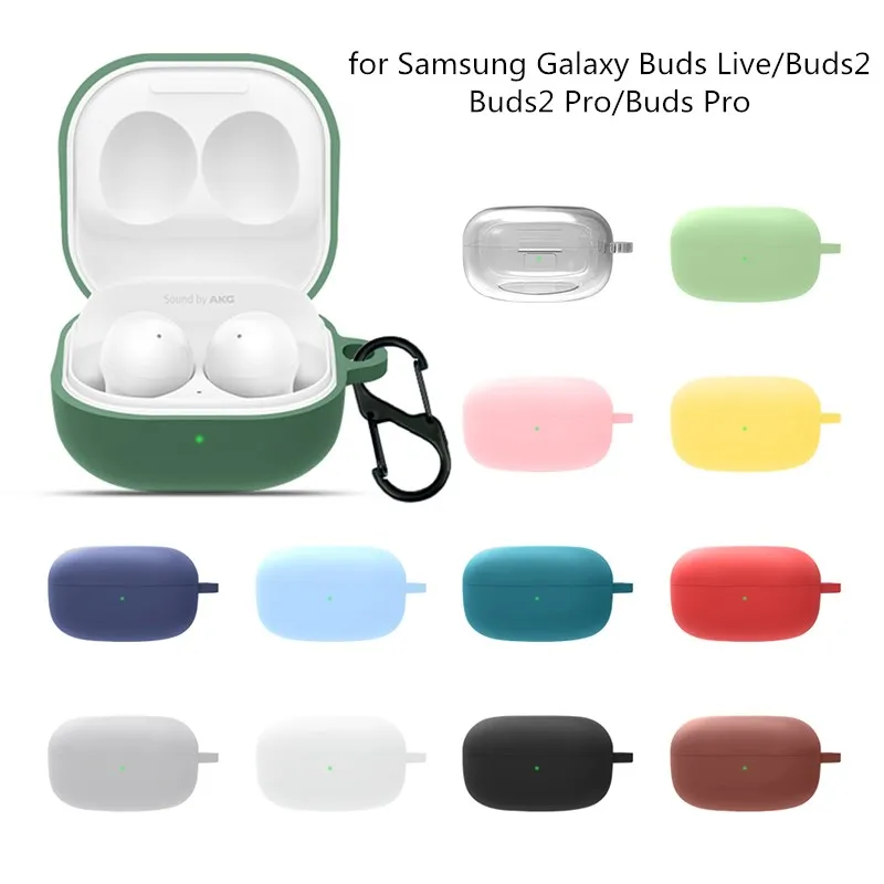 Silicone Cover for Samsung Galaxy Buds Live Buds2 Buds Pro with Keychain Accessories Shockproof protector For Galaxy buds2 Pro