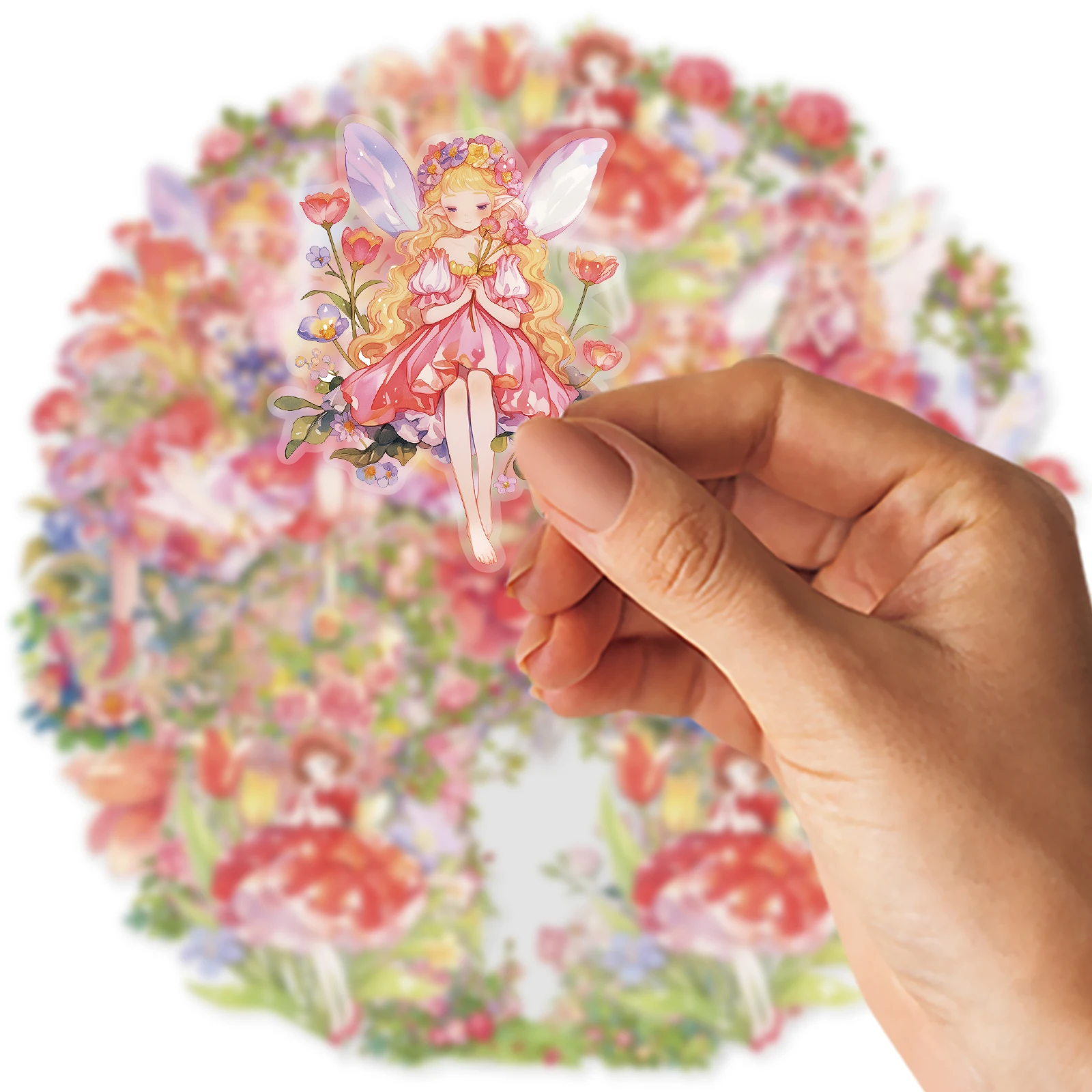 Etori Life Dreamy Flower Spirit Różowe Naklejki z Motywem Elfów Ogrodowych, DIY Scrapbook, Notatnik, Naklejki na Telefon, Papierowe Torby na Prezenty, Artykuły Szkolne, Naklejki dla Dzieci