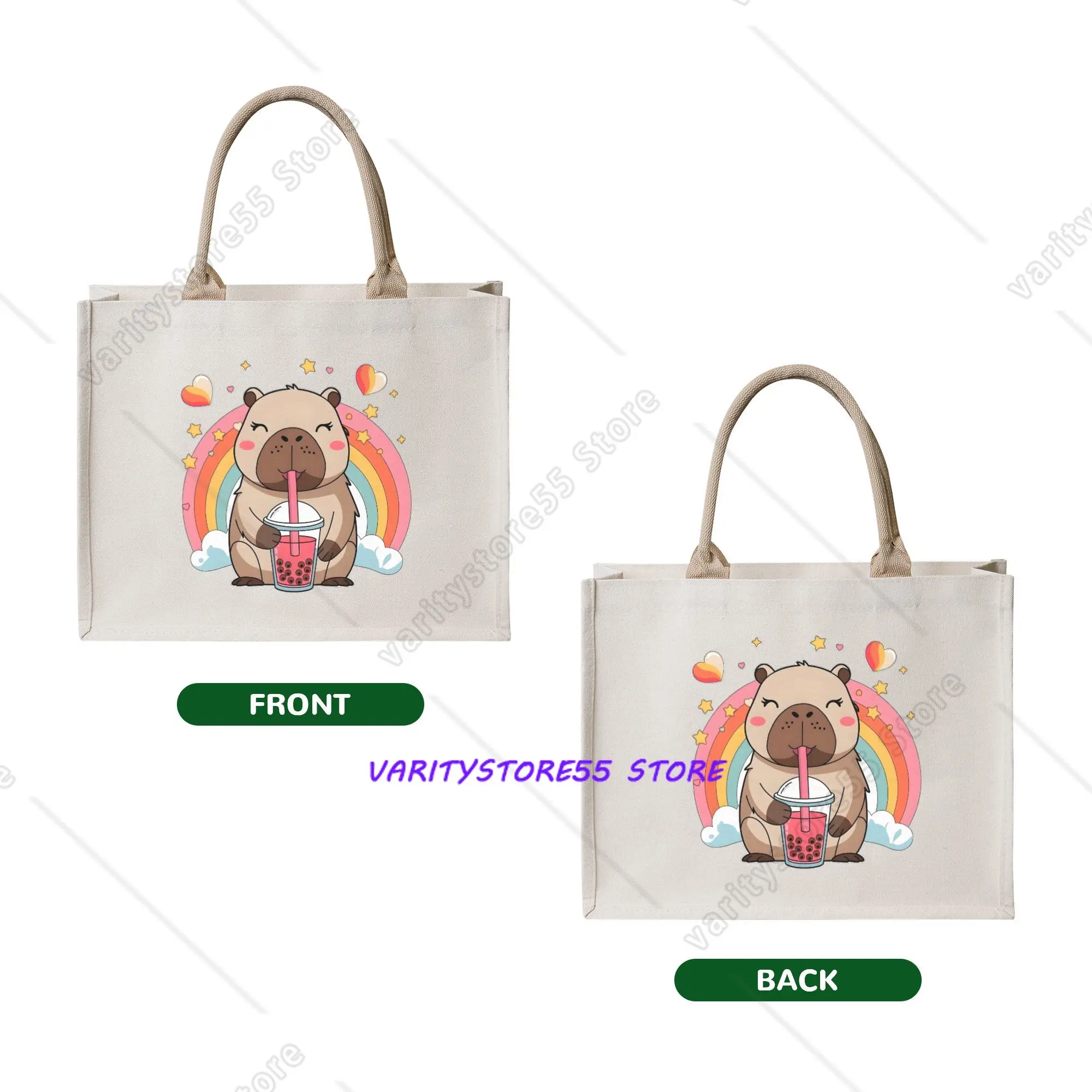 Reusable Funny Colourful Creative Capybara Printed  Shopping Bag Women Tote Bag Portable  Groceries Shopper Bags