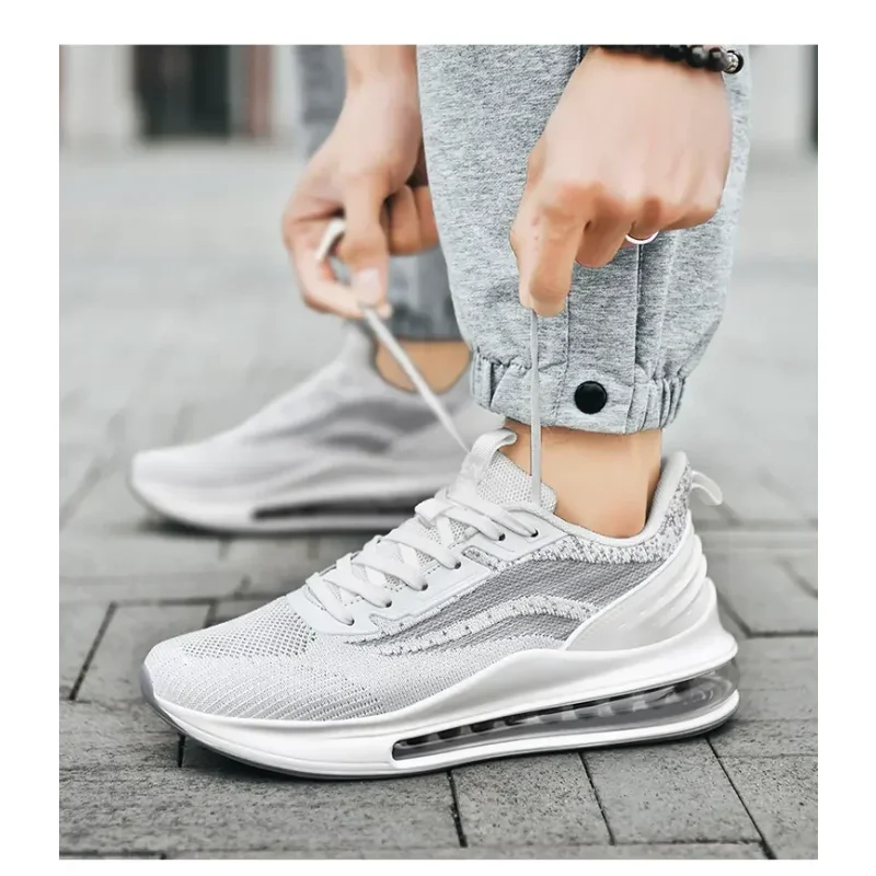 Flying weaving large size wear-resistant non-slip semi-air cushion breathable casual running shoes