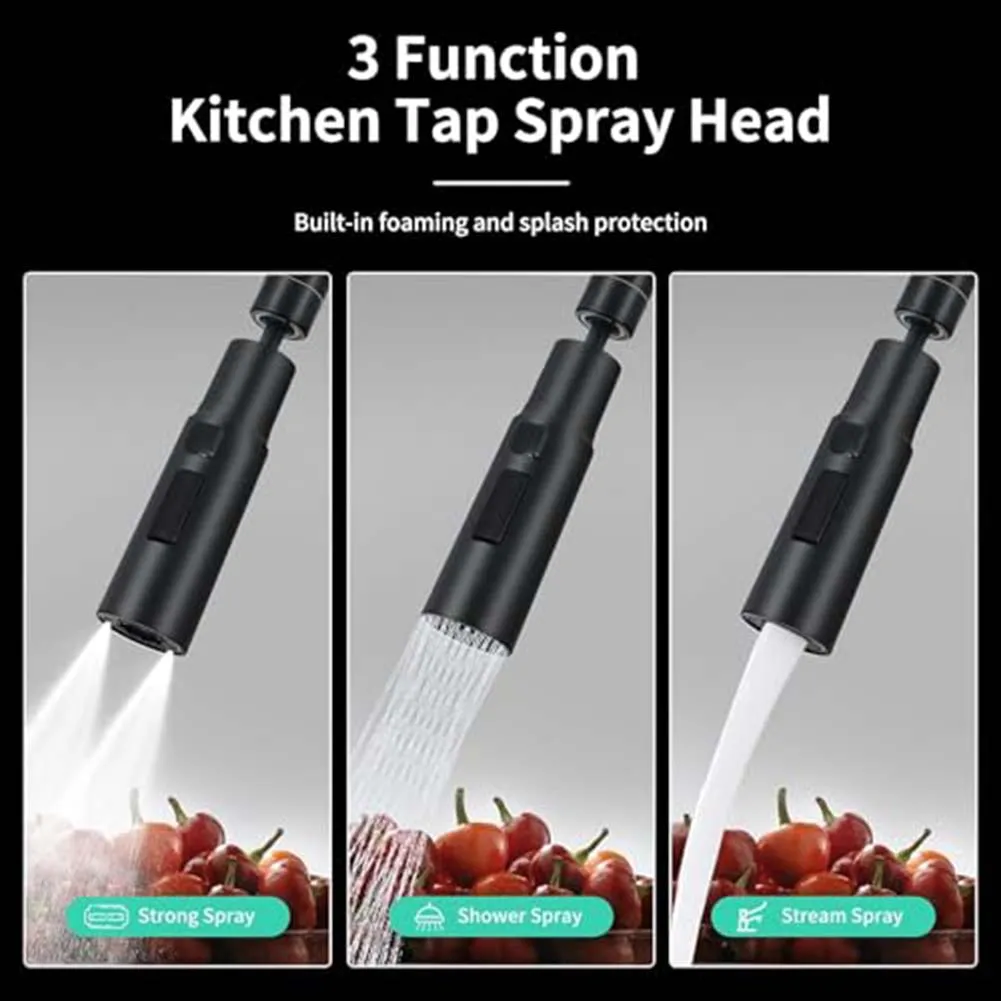 

Faucet Spray Head Kitchen Faucet Aerator 3 Water-Saving Modes 99% Compatibility Polished Chrome Finish For Kitchen