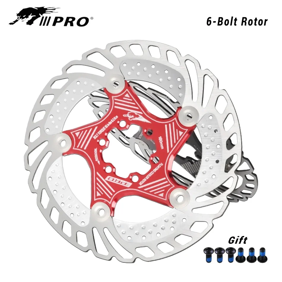 IIIPRO 6-Bolt Brake Disc 140mm/160mm/180mm/203mm Brake Disc Rotor Floating Cooling Heat Dissipation DH 6 Inch MTB/Road Bike