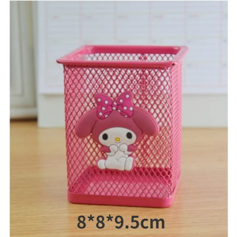 Sanrio Hello Kitty-portalápices de Anime, almacenamiento de pinceles de papelería, estuche de bolígrafo para brochas de maquillaje de malla, caja