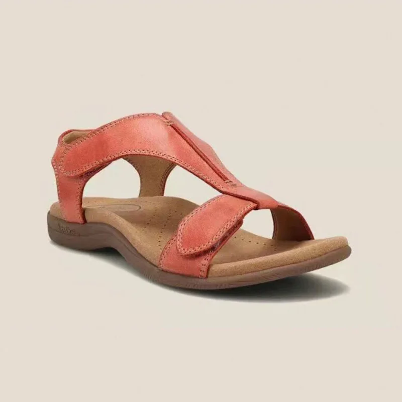 Sandal ringan wanita, sepatu Retro tali Ankle tahan lama, pantai luar ruangan lembut di jari terbuka Musim Panas 2024