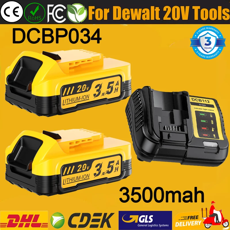 2PCS For Dewalt DCBP034 20V 3.5A Replacement For Dewalt DCBP520 DCBP124 Series Battery For Dewalt Powerstack Li-ion Battery