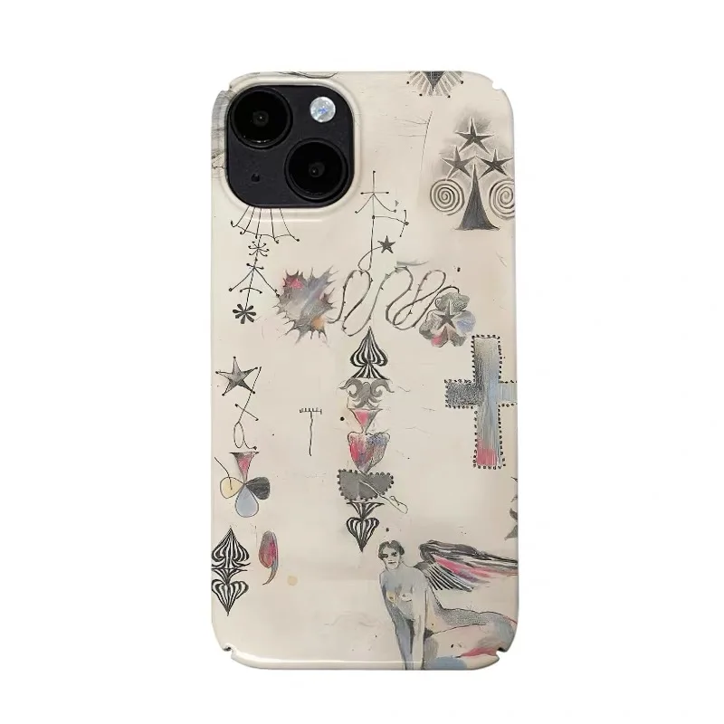 

Ins Interesting Cross Illustration Case for IPHONE 17 16 ProMax 15 14 Plus 13 12 MINI 11 PRO 16Plus XR XS MAX Acrylic Phone