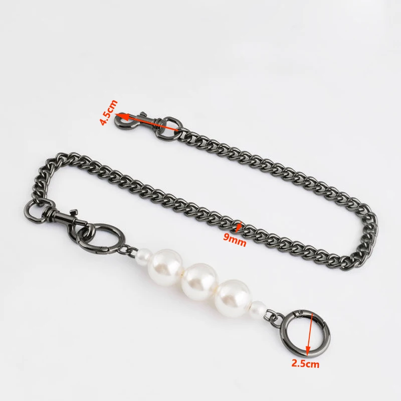 DIY 60cm-160cm Replacement Shoulder Crossbody 9mm Steel Bag Chain Strap with Big Fake Pearl Extension Bag Chain Strap Belt