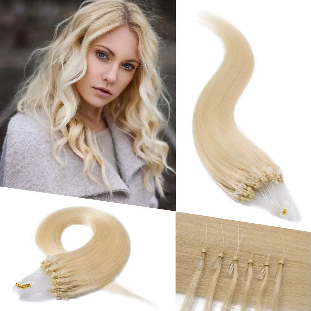 Micro Loop Hair Extensions Human Hair #60 Blonde Micro Links Hair Extensions Micro Ring Hair Extensions Microbead Hair Extension