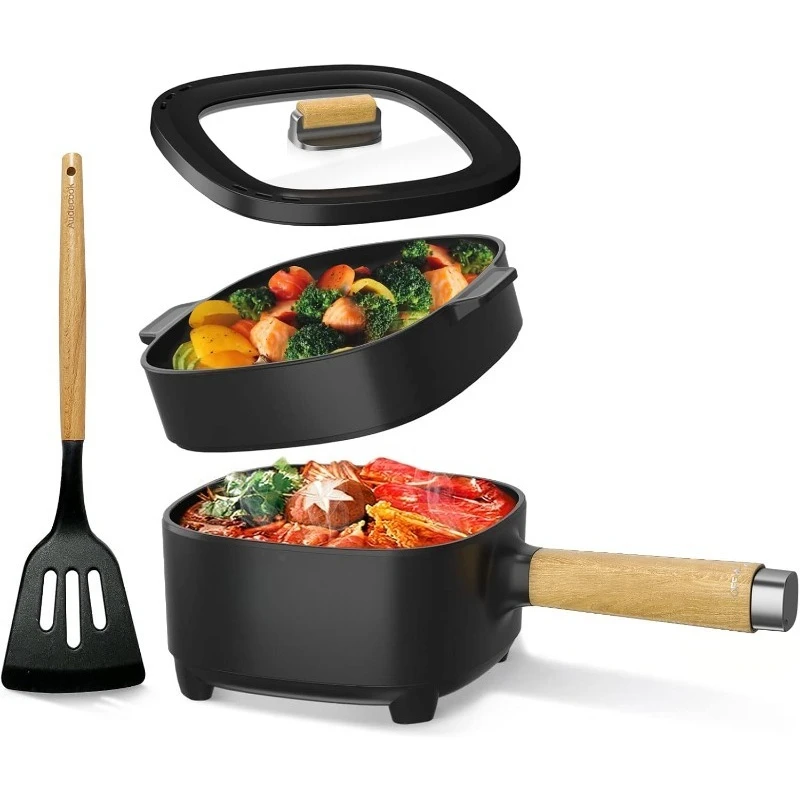 

Электрическая сковорода Hot Pot 2 л, керамическая глазурь с антипригарным покрытием, 8 дюймов, портативная дорожная плита для рамэна/стика/смаженого риса/овсямии