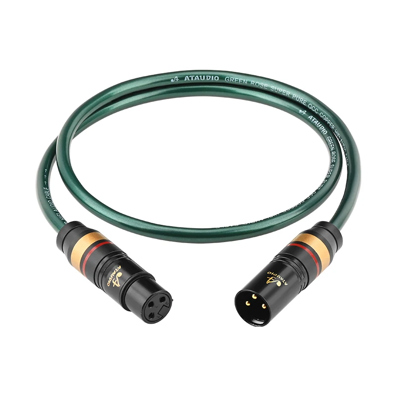 ATAUDIO Neues Upgrade-HiFi-XLR-Audiokabel, OCC-beschichtetes Silber mit doppelter Abschirmung, geräuschfreies 2XLR-Steckerkabel für Mischmikrofon 4