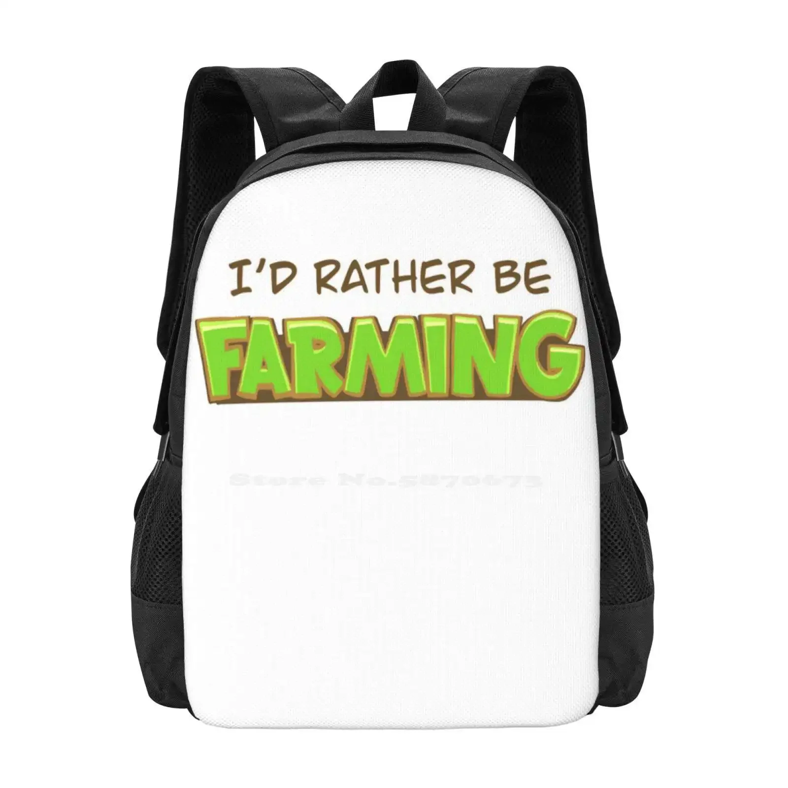 

I’D Rather Be Farming Hot Sale Schoolbag Backpack Fashion Bags Farmville Hay Day Addict Farming Farms App Game Chickens Pigs