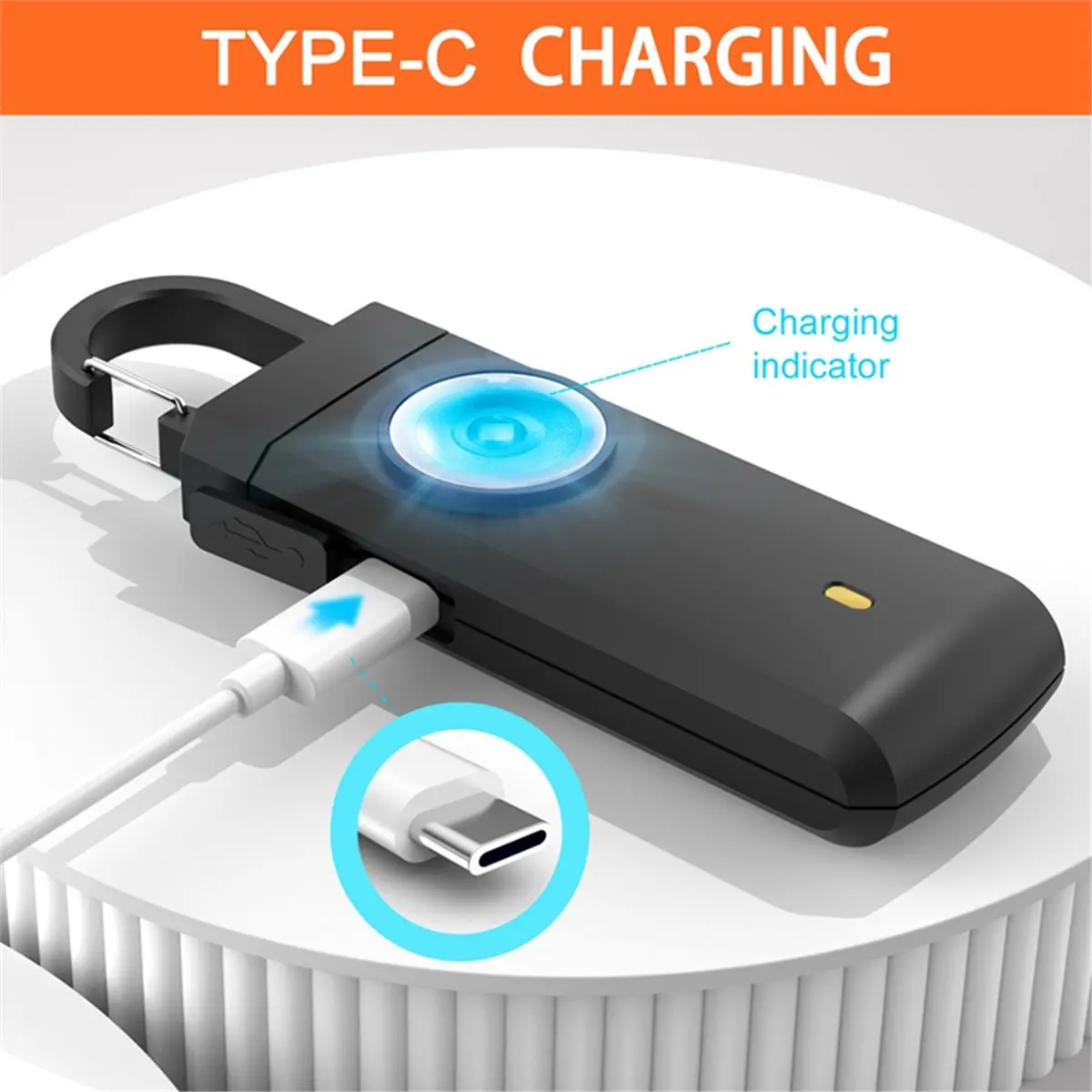 Alarm LED Flashlight Rechargeable Safety Siren Alarm Portable Keychain for Female Elderly Children