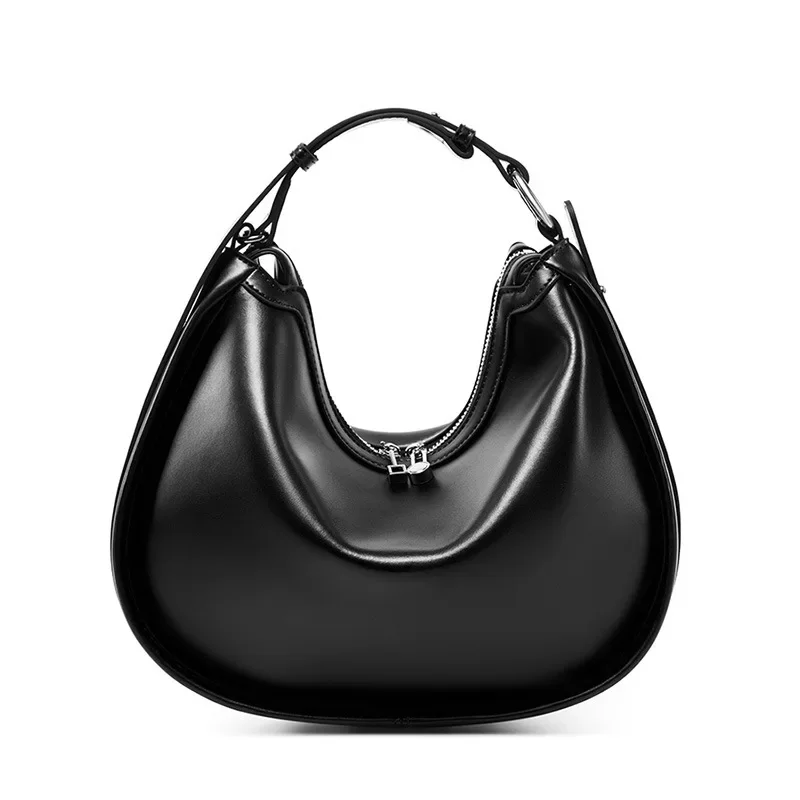 

New Women Underarm Hobo Bag Split Cow Leather Luxury Designer Cross Body Shoulder Bag for Ladies Crescent-Shaped Versatile Pack