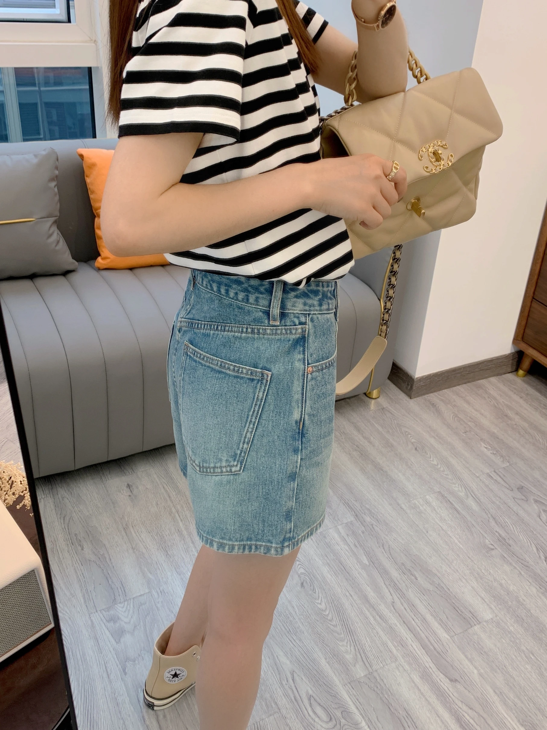 

Xiaofan High Waist A-Line Denim orts Women's Summer New Sle Slimming Wide Leg Pants Deep And Light Colors