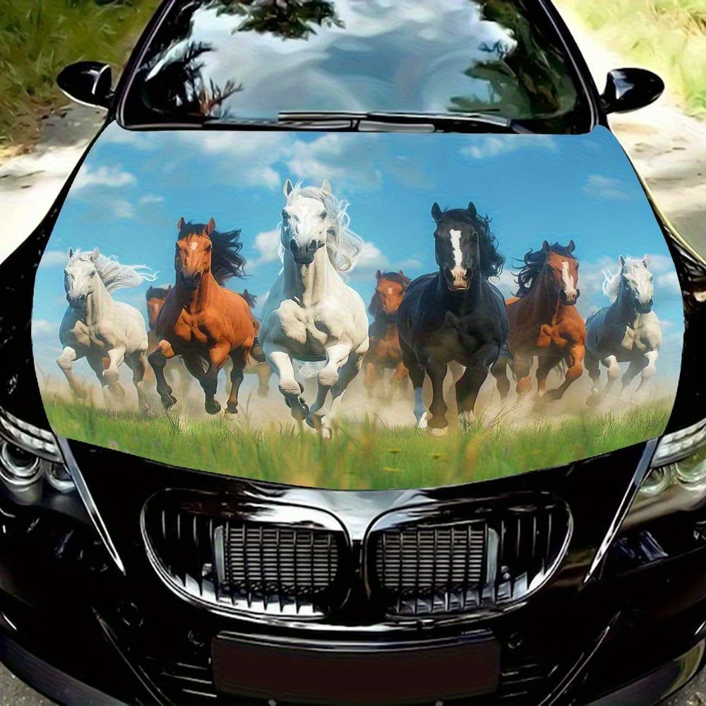 

Free Herds Of Horses On The Grassland Car Hood Wrap - PVC Decal Sticker For Trucks, Bonnets & Cars, Universal Fit, Stylish Graph