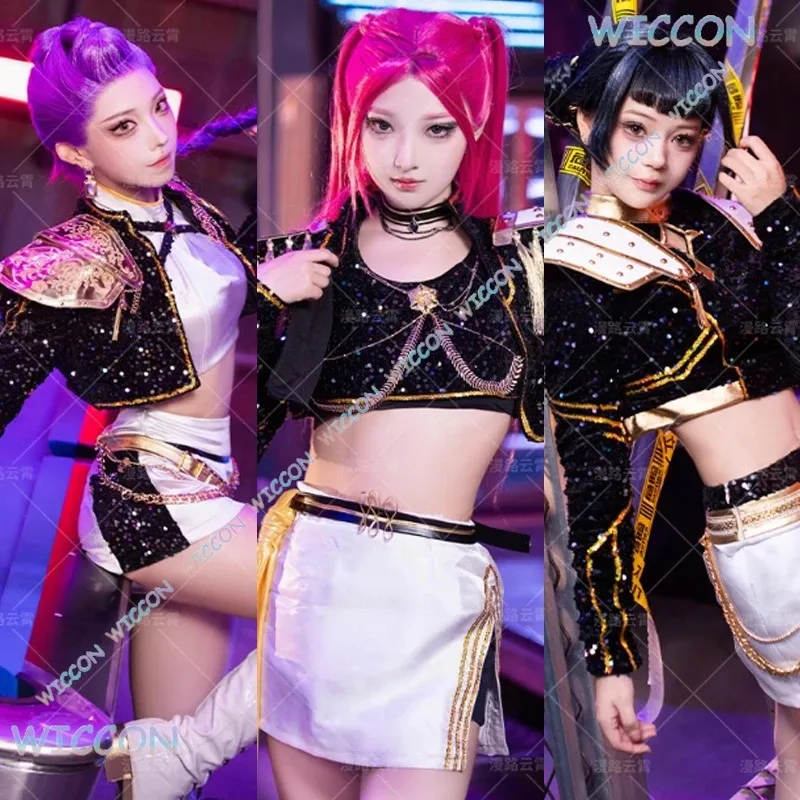 CyKpop شيطان الصيادين زوي رومي ميرا الثقيلة Y2K سايبر ميتافيرس تأثيري حلي القوطية مستقبلية مرحلة الأداء الزي Co