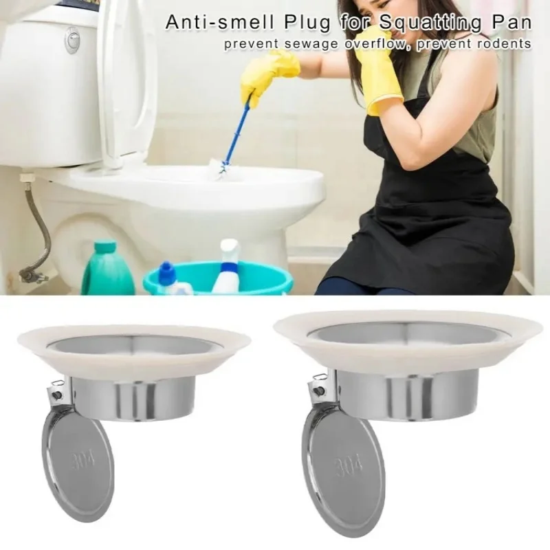 304 Stainless Steel Toilet Drain Oddor Stopper Anti Smell Anti Insect Anti-blocking Cover Anti-smell Plug for Squatting Pan