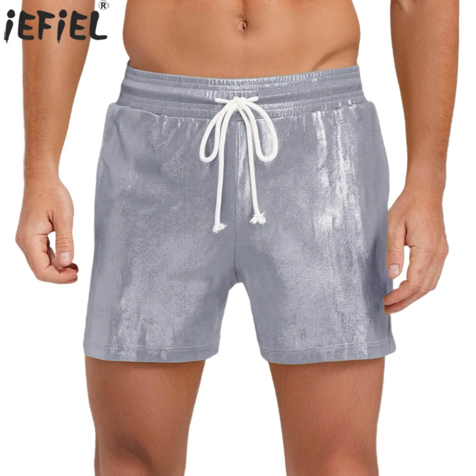 

Men Daily Casual Swim Trunks Metallic Shiny Shimmering Micro Shorts Trunks Beachwear for Holiday Daily Casual Summer Nightwear