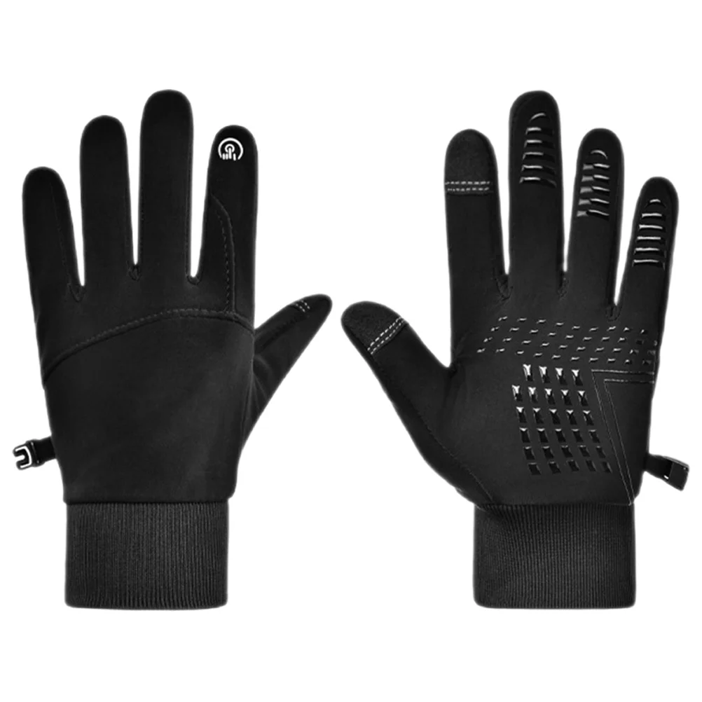 1Pair Windproof Waterproof Anti-Slip Cycling Gloves Touchscreen Warm Mittens Winter Sports Black Warm Mittens for Men
