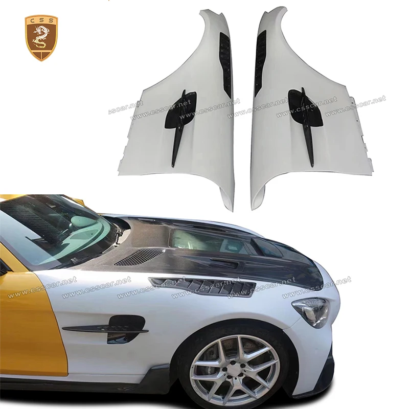 

FRP WIth Carbon Fiber Material Car Side Front Bumper Fender Muguard Cooling Vented Moulding Trims For Benz AMG GT PRO Style
