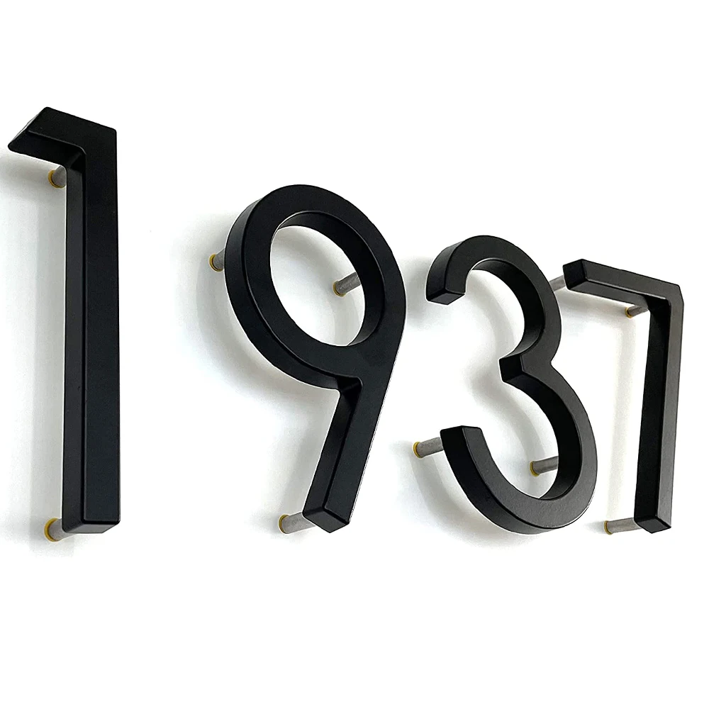 5.6inch Apartment Door Numbers Waterproof Zinc Alloy Street Mailbox Home Address Signs Black Modern House Floating Plate Digit