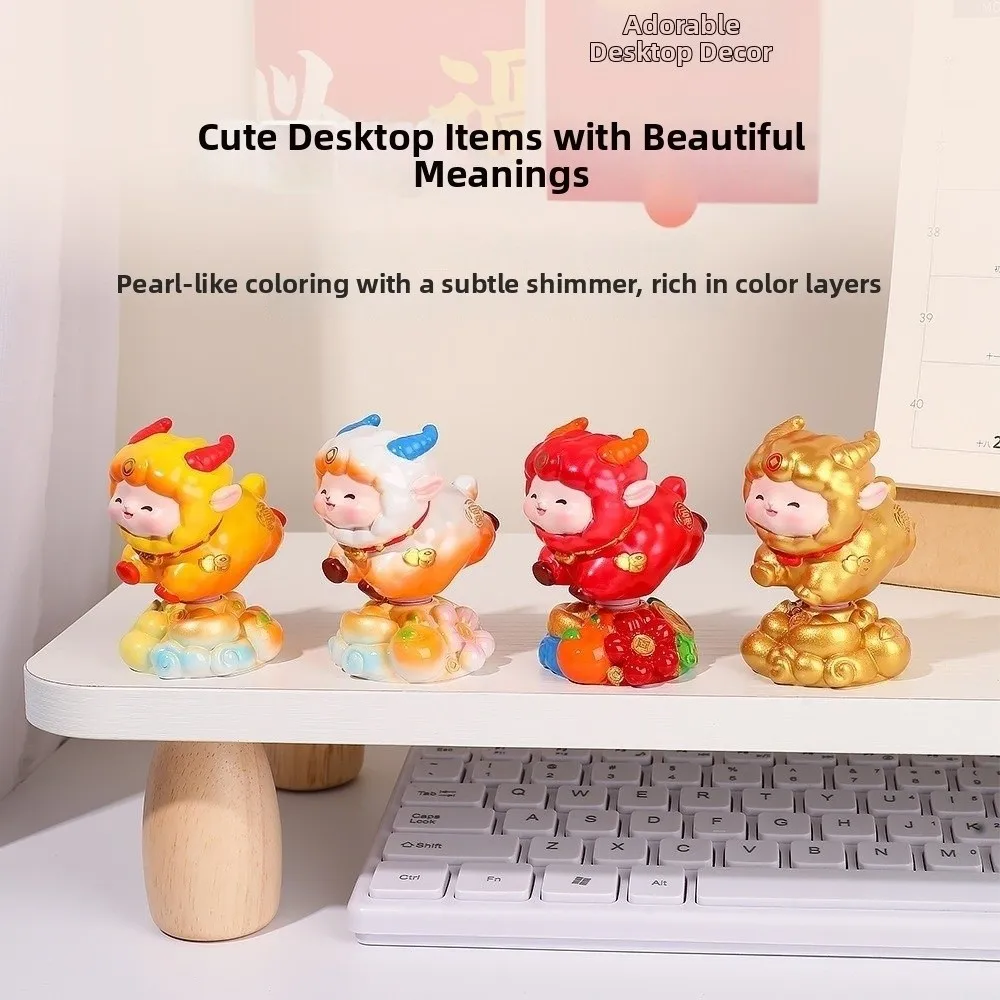 Resin Sheep Goat Figurine Exquisite Cute Car Dashboard Ornament Fortune Blessing New Year 2027 New Year Decoration