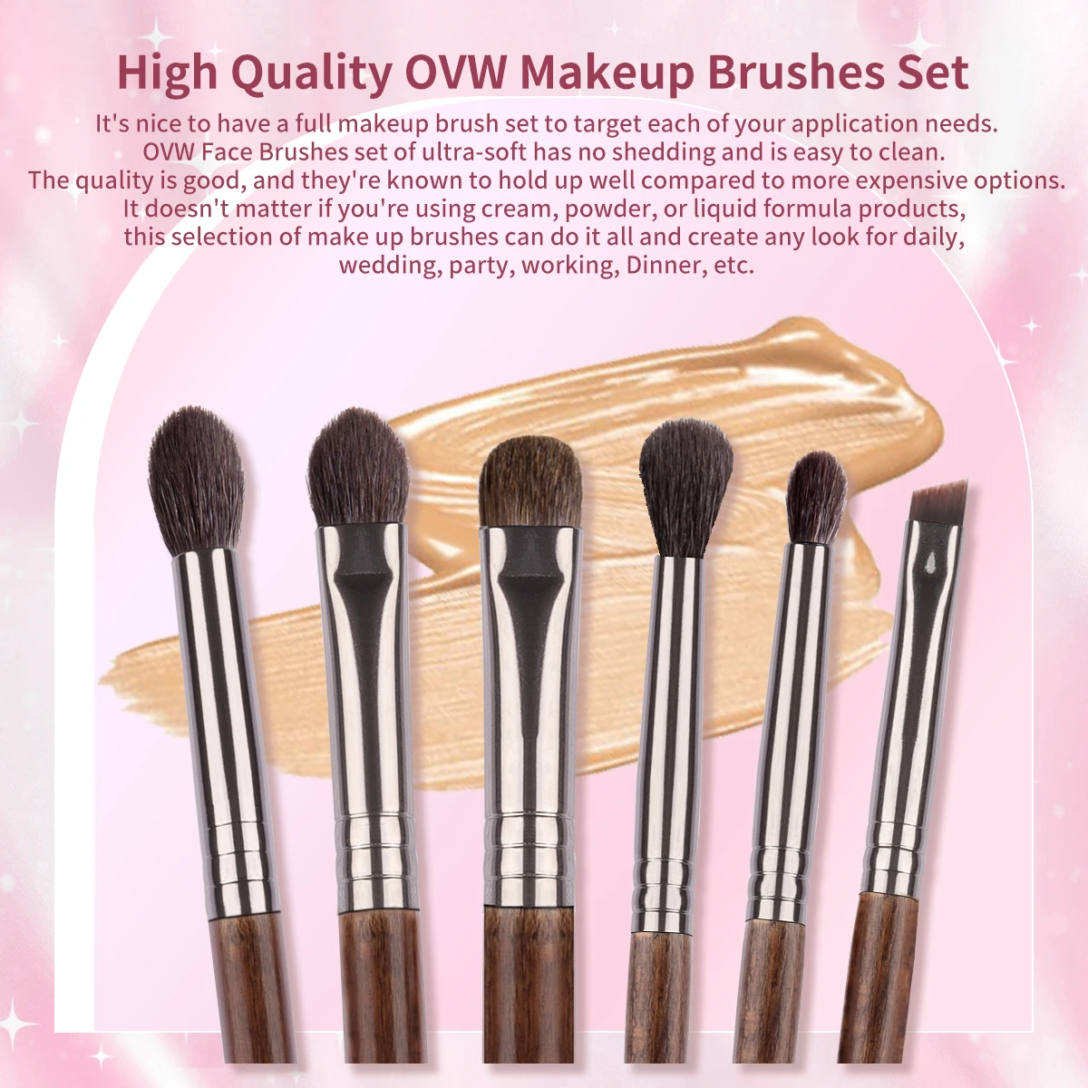 OVW 12pcs Eye Shadow Nature Hair Eyeliner Eyebrow Lip Cosmetic Beauty Makeup Brushes Tools