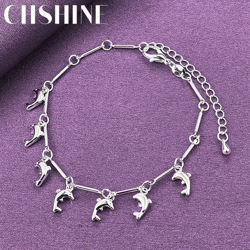 

CHSHINE New 925 Sterling Silver Dolphin Charm Chain Bracelet For Women Lovers Wedding Party Fashion Jewelry Wholesale