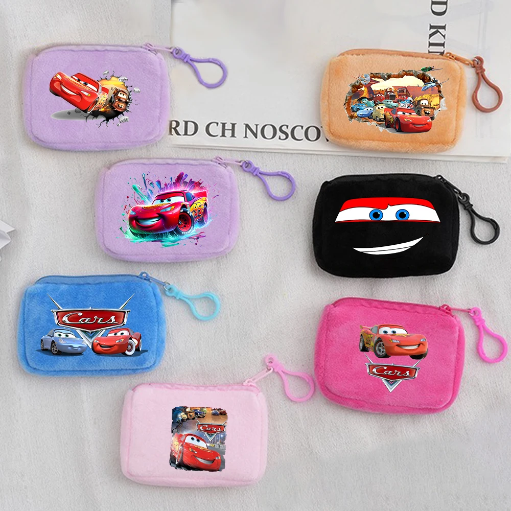 Cars Lightning McQueen Kids Anime Plush Coin Purse Girls Boy Mini Wallet Moneybag Cute Square Portable Storage Bag Birthday Gift