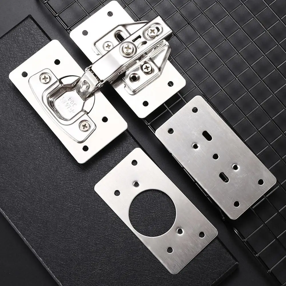 Stainless Steel Hinge Repair Plate Door Hinge Mounting Mounti Plate Tool Kitchen With Furniture Cupboard Holes Fixing Plate X7L6