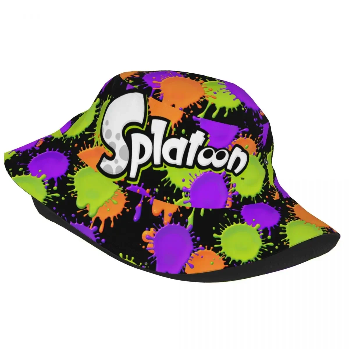 Splatoon Game Bob Hats Summer Beach Hatwear Accessories Colorful Graffiti Fishing Cap for Hiking Women Men Session Hats Packable