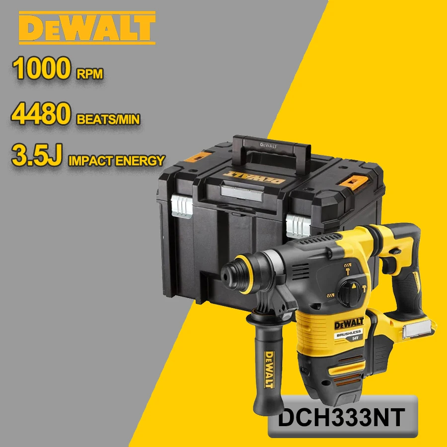 DEWALT 54V 30mm SDS-Plus Cordless Hammer Drill 3-Mode with Brushless Motor and Tool Box Rotary Hammer Power Tool DCH333NT