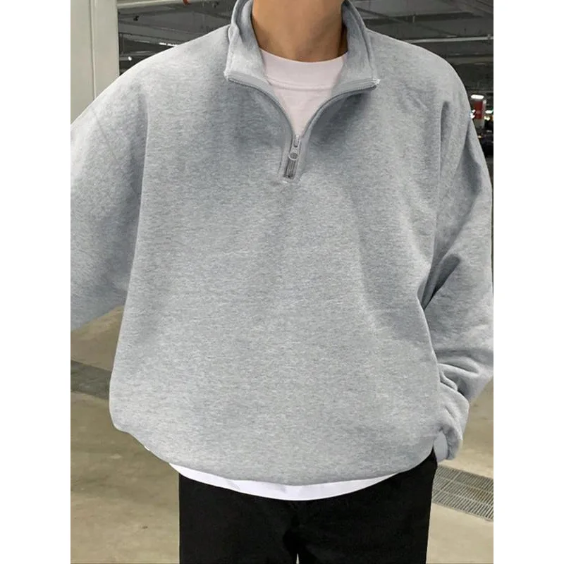 

Men's Zipper Stand Collar Hoodie Sweatshirt Comfortable Fit Spring Summer Casual Streetwear Fashion Basic Color