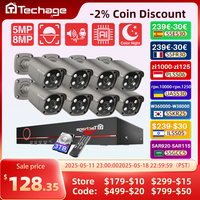 Techage H.265 8CH POE NVR 4K 1080P с 8-канальной 5-мегапиксельной камерой безопасности с двухсторонней аудиосвязью, обнаружением