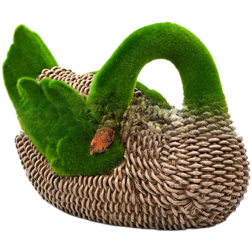 Farmhouse Ornament Easter Duck Decor Spring Centerpiece Flocked Finish Rattan-like Texture Synthetic Resin Outdoor Resistant
