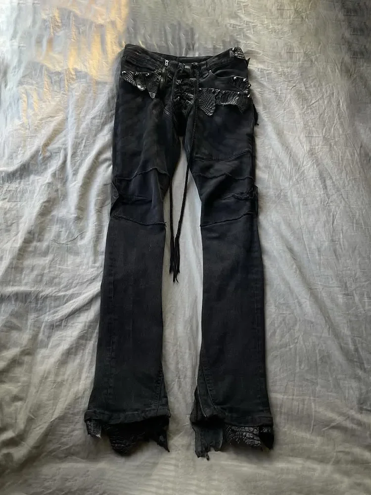 

ifsixwasnine00SSarchive access control strap alligator splicing micro-horn jeans