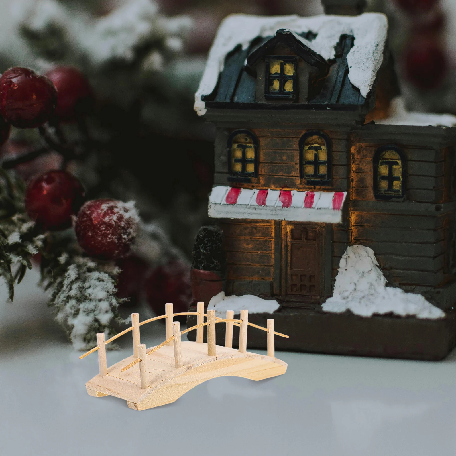 

House Wooden Arch Bridge Dollhouse Decor Accessories Model Furniture Micro Landscape Supplies