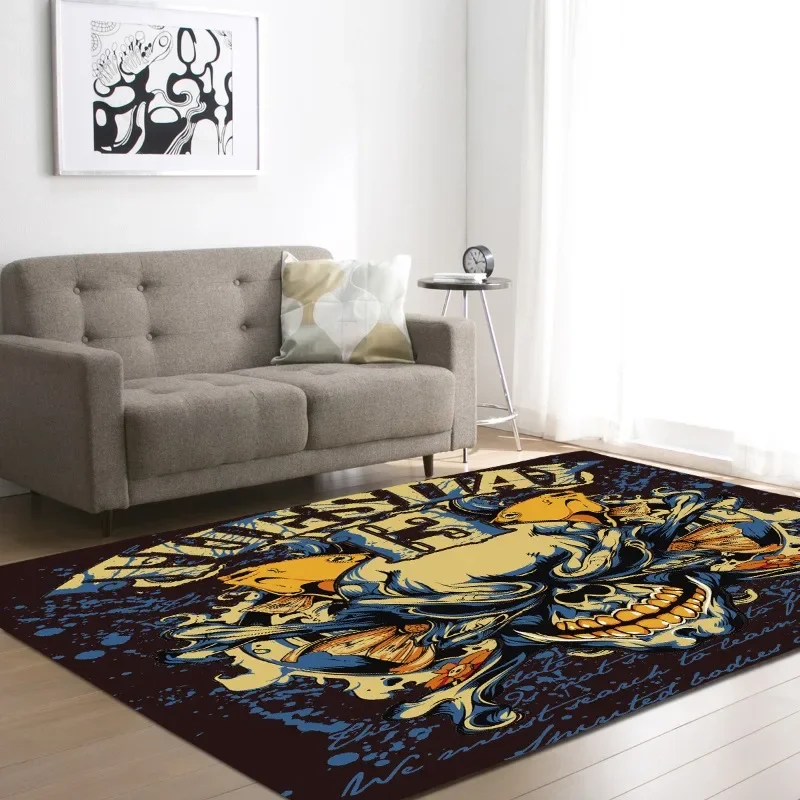 VIKAMA Variety of Fashion Trends Personality Skull Living Room Carpet Bedroom Dining Room Mat Bathroom Entry Door Bay Window