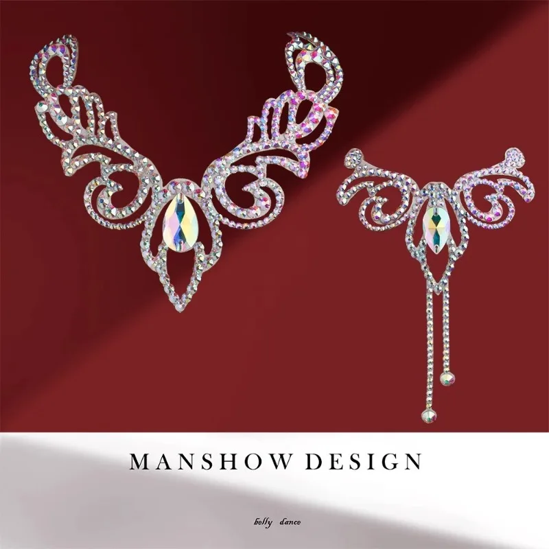 إكسسوارات قلادة الرقص اللاتيني القياسية الوطنية للرقص الشرقي المعلقات الأمامية والخلفية القلائد الزخرفية