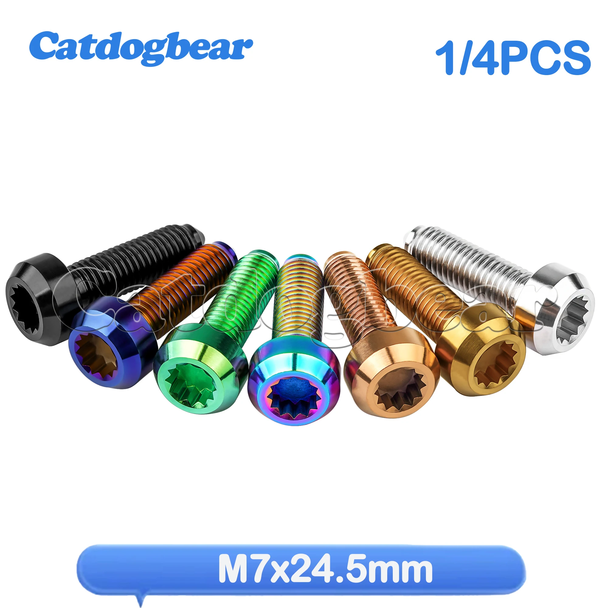 

Catdogbear 1pcs/4pcs Titanium Bolt M7x24.5mm bolt Titanium Gr5 8mm spline socket forged head BBS split rim
